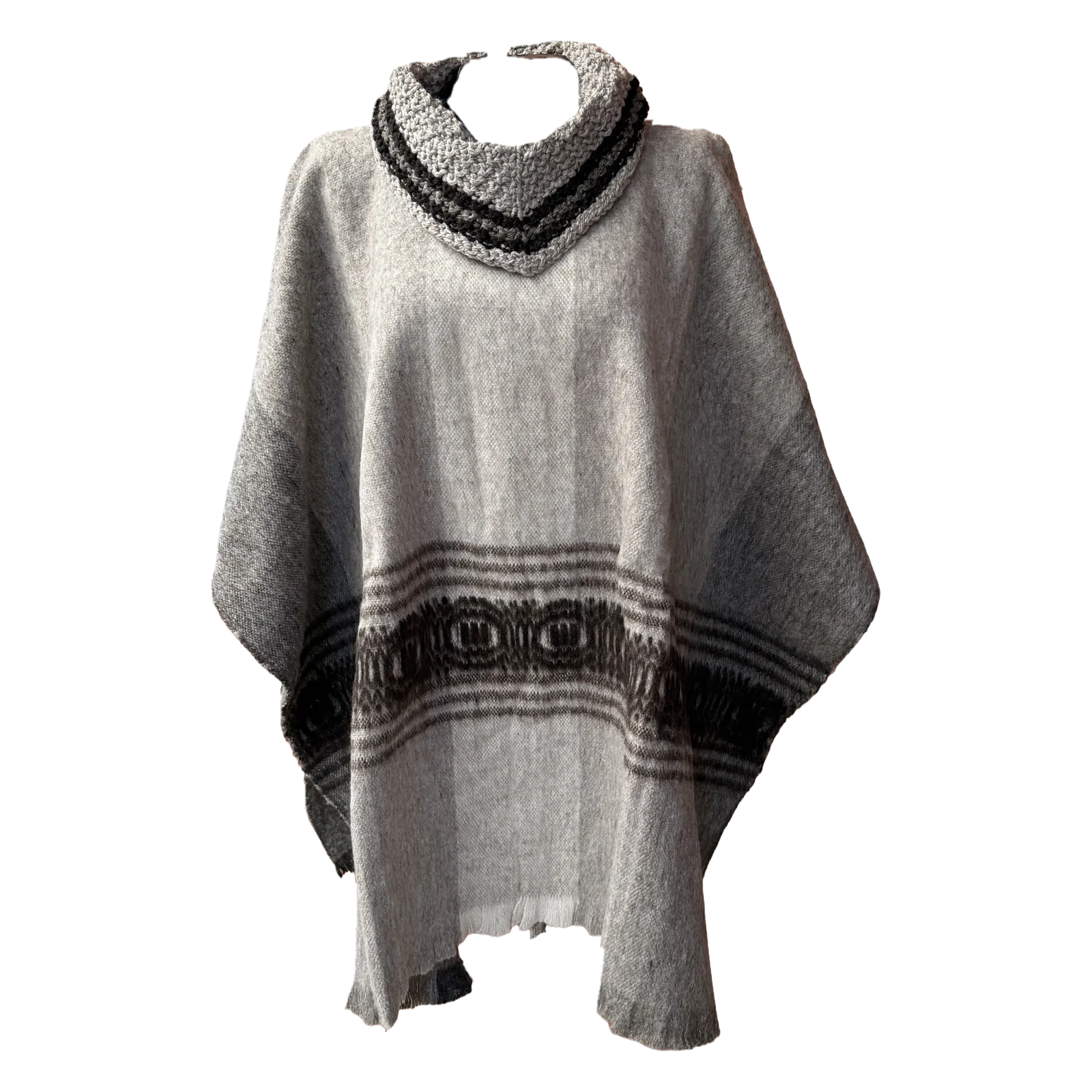Carranguera cuello tejido degradé gris claro