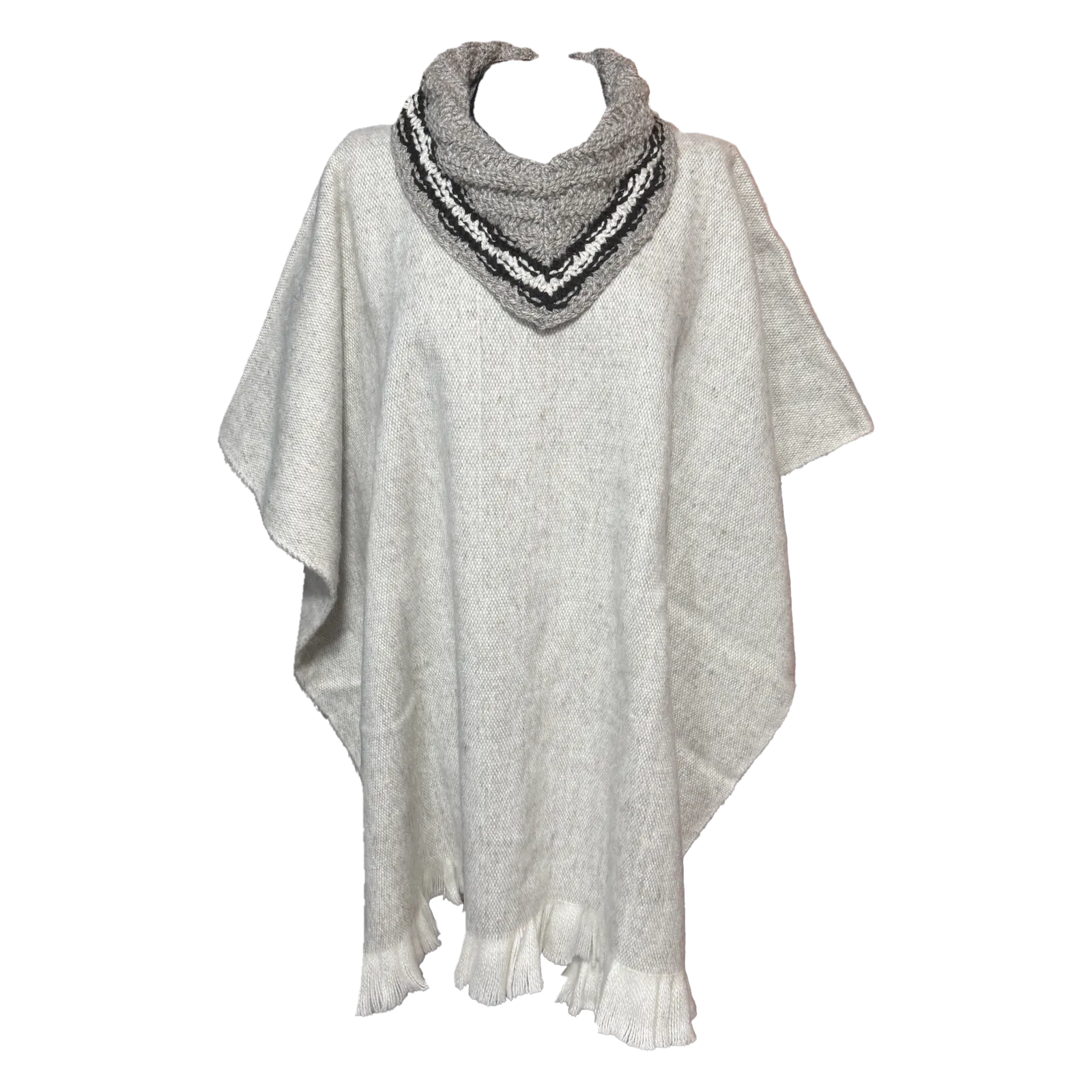 Carranguera cuello tejido gris claro