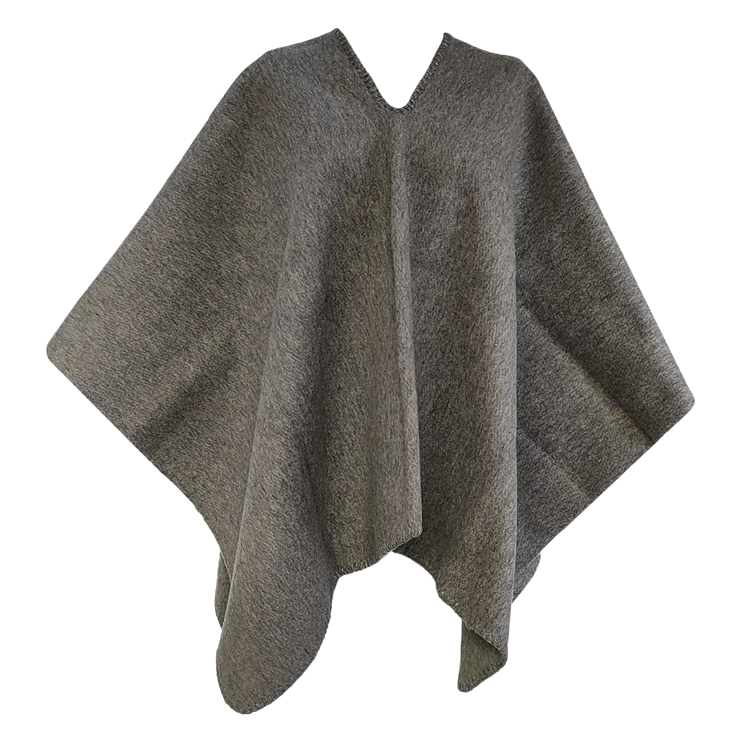 Ruana tradicional gruesa gris oscuro